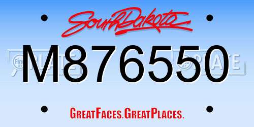 M876550 South Dakota License Plate