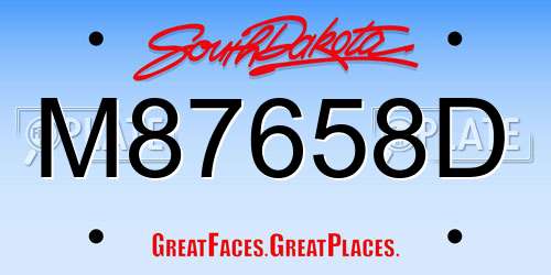 M87658D South Dakota License Plate