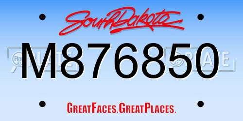 M876850 South Dakota License Plate