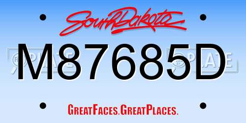 M87685D South Dakota License Plate