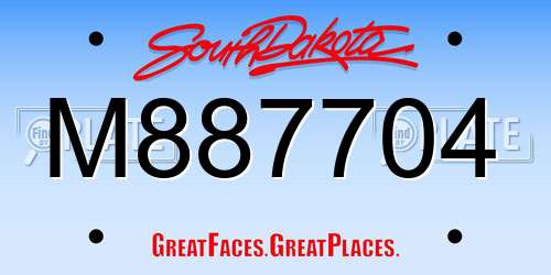 M887704 South Dakota License Plate