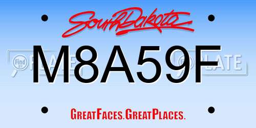 M8A59F South Dakota License Plate