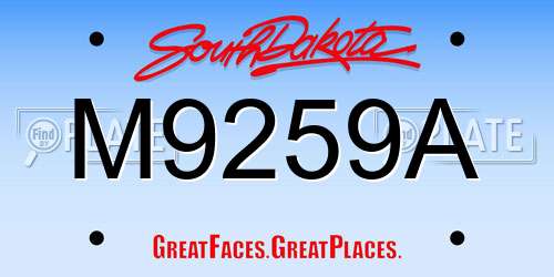 M9259A South Dakota License Plate