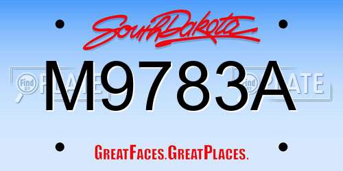 M9783A South Dakota License Plate