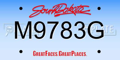 M9783G South Dakota License Plate
