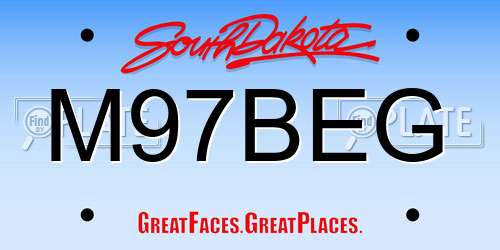 M97BEG South Dakota License Plate