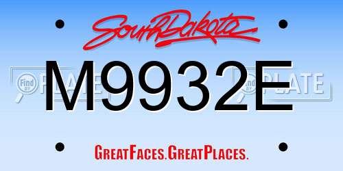 M9932E South Dakota License Plate