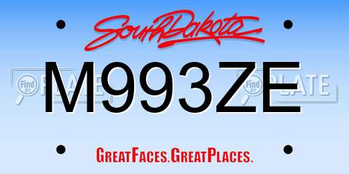 M993ZE South Dakota License Plate