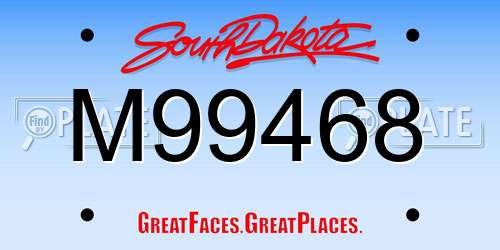 M99468 South Dakota License Plate