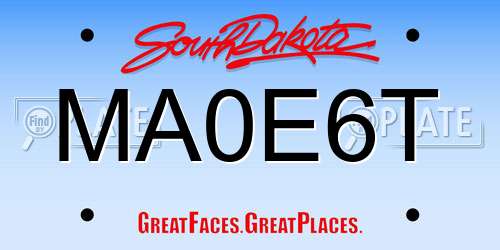 MA0E6T South Dakota License Plate