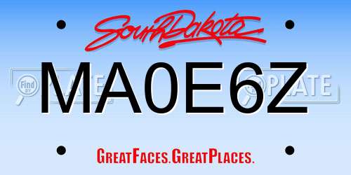 MA0E6Z South Dakota License Plate