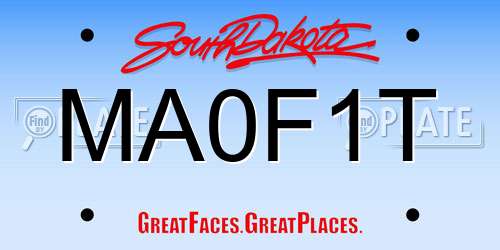 MA0F1T South Dakota License Plate