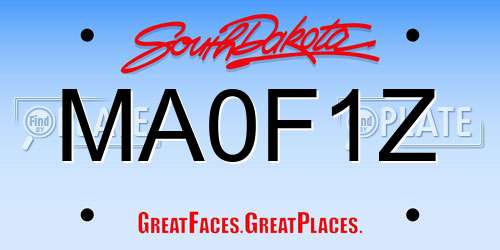 MA0F1Z South Dakota License Plate