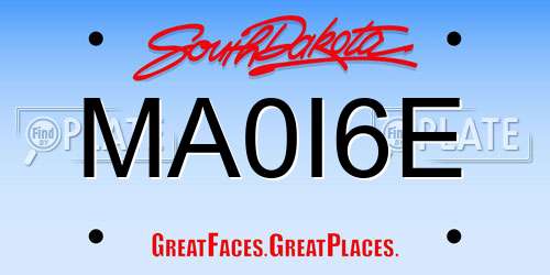 MA0I6E South Dakota License Plate