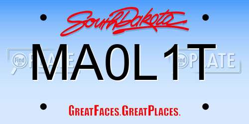 MA0L1T South Dakota License Plate