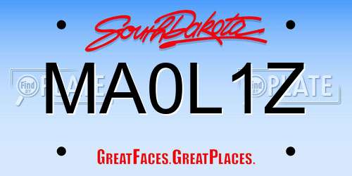 MA0L1Z South Dakota License Plate