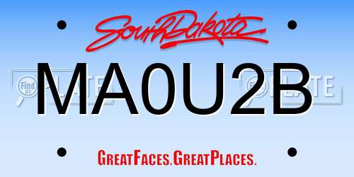 MA0U2B South Dakota License Plate
