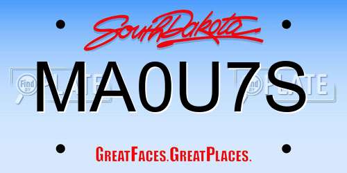 MA0U7S South Dakota License Plate