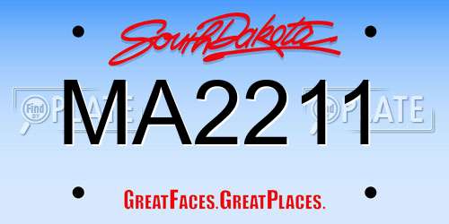 MA2211 South Dakota License Plate