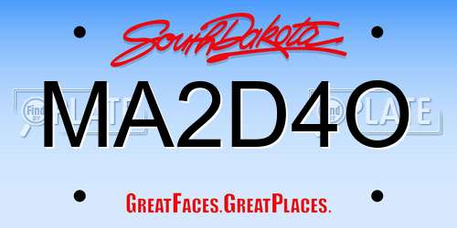 MA2D4O South Dakota License Plate
