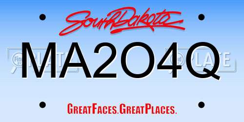 MA2O4Q South Dakota License Plate