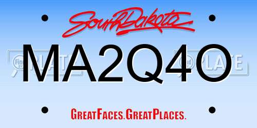 MA2Q4O South Dakota License Plate