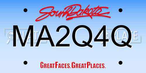 MA2Q4Q South Dakota License Plate