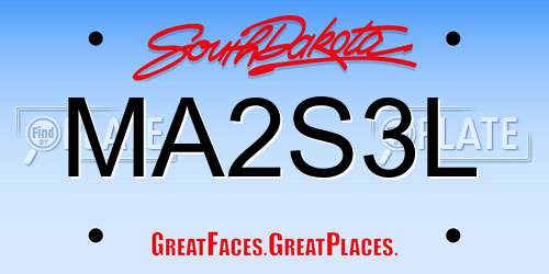 MA2S3L South Dakota License Plate