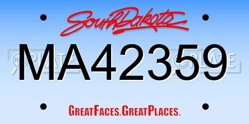 MA42359 South Dakota License Plate
