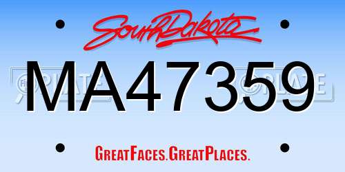 MA47359 South Dakota License Plate