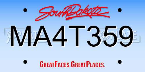 MA4T359 South Dakota License Plate
