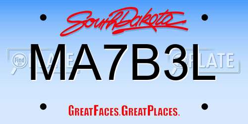 MA7B3L South Dakota License Plate
