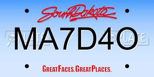 MA7D4O South Dakota License Plate