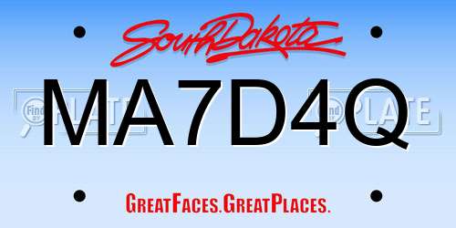 MA7D4Q South Dakota License Plate