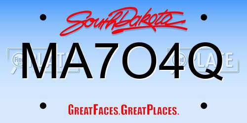 MA7O4Q South Dakota License Plate