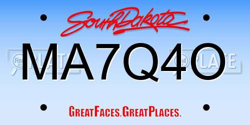 MA7Q4O South Dakota License Plate