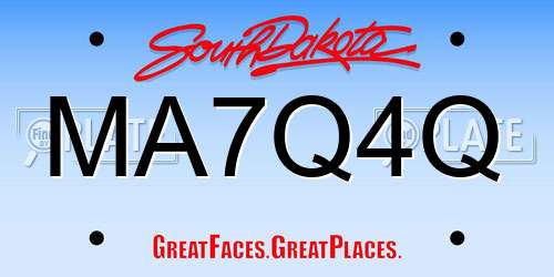 MA7Q4Q South Dakota License Plate
