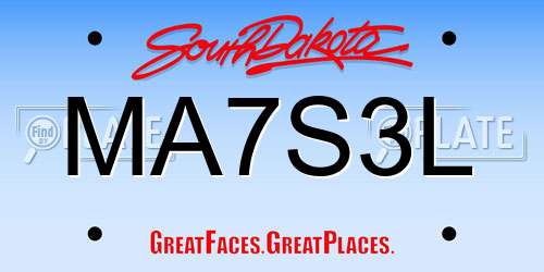 MA7S3L South Dakota License Plate
