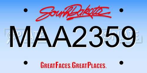 MAA2359 South Dakota License Plate