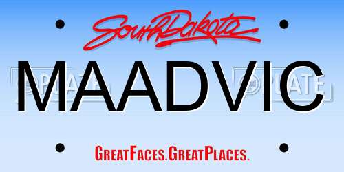 MAADVIC South Dakota License Plate