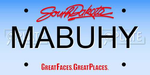 MABUHY South Dakota License Plate