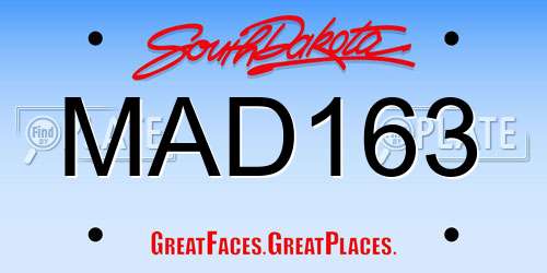 MAD163 South Dakota License Plate