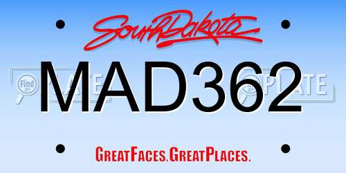 MAD362 South Dakota License Plate