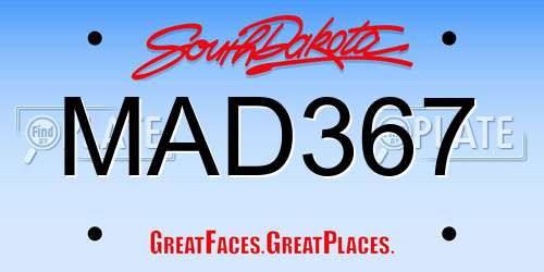 MAD367 South Dakota License Plate