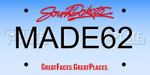 MADE62 South Dakota License Plate