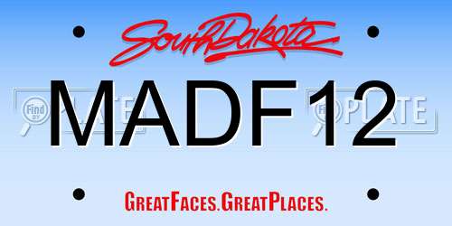 MADF12 South Dakota License Plate