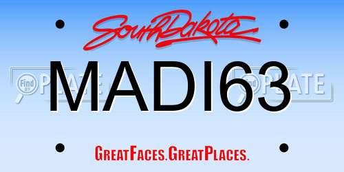MADI63 South Dakota License Plate