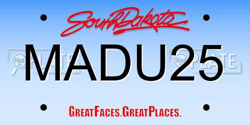 MADU25 South Dakota License Plate