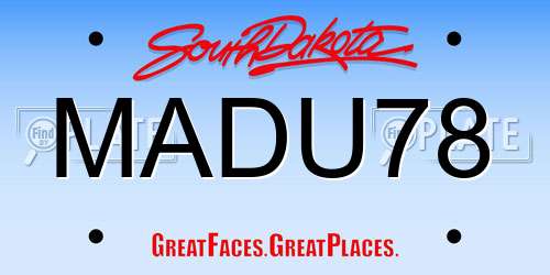 MADU78 South Dakota License Plate