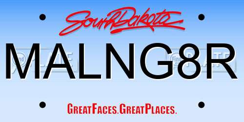 MALNG8R South Dakota License Plate